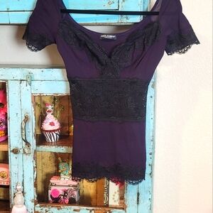 100% Authentic D&G Silk Lace top Never Worn Super Sexy black and purple